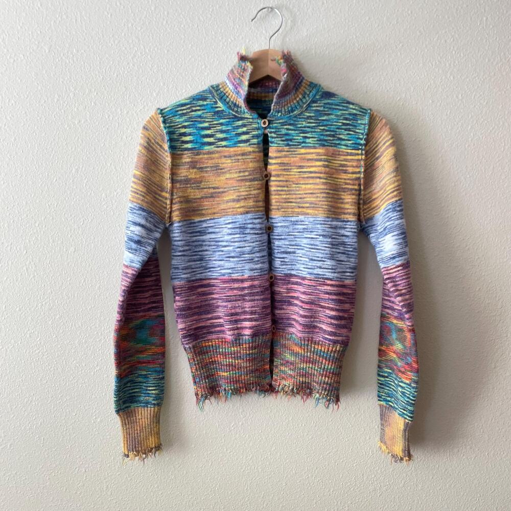 multi color tie dye knit cardigan sweater fairy grunge boho whimsy